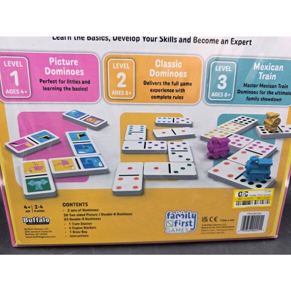 Dominoes And Mexican Train Board Game Set 3 Levels Of Play Family First Games Ag - Picture 7 of 7
